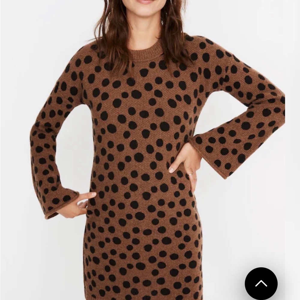 Madewell | Leopard DotLong Sleeve Sweater Dress | Wool Blend | Sz M